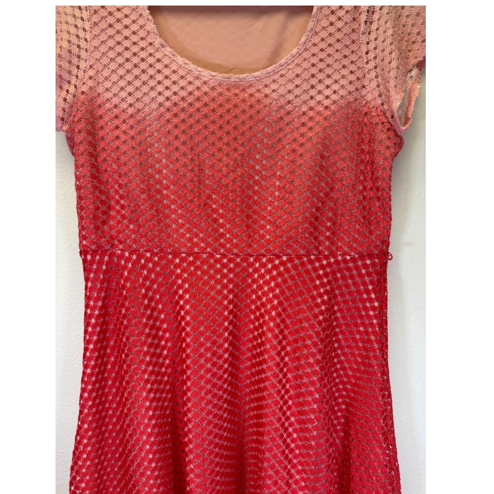 NY Collection Womens Red Pink Ombre Lace Fit Flare Dress XNKD0257 Size‎ L